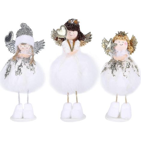 Adornos de decoración navideña, 3 piezas Colgante de ángel navideño Adorno para árbol de Navidad Muñeco de ángel navideño Decoración colgante para mesa de Navidad T (1/5)