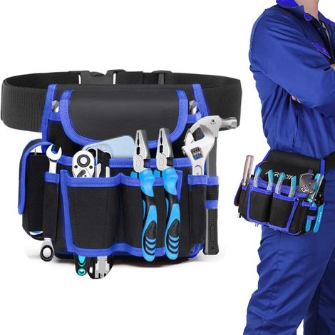 Sacoche à outils avec ceinture ajustable, sacoche pour outils électriques dotée de multiples poches pour une efficacité de travail accrue, en tissu Oxford 600D résistant. (1/5)