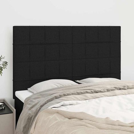 vidaXL Cabecero de cama de tela negro 144x5x118/128 cm (1/5)