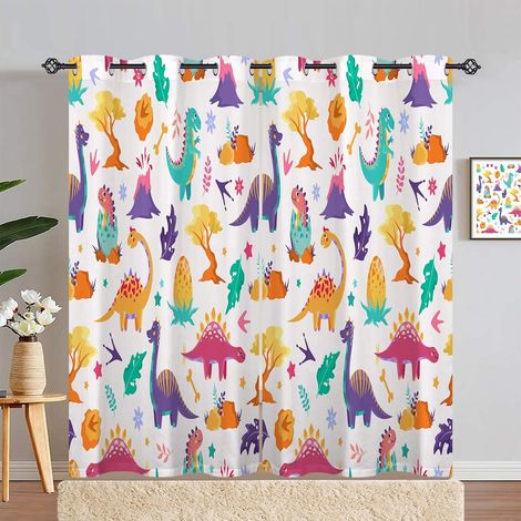 Rideau Occultant Dessin Animé Animaux Dinosaure Rideau Thermique Isolant Tenture Opaque à Oeillets Draperies Intérieurs pour Maison Chambre Salon 2 Panneaux L 140 x H 280 cm - 140L X 280H cm (2 Pannea (1/5)