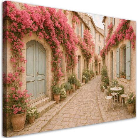 Tableau déco Rue italienne fleurie Shabby Chic 100x70 (1/4)