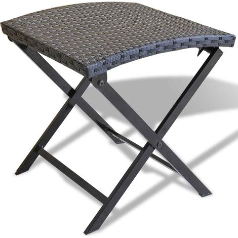 vidaXL Tabouret pliable Résine tressée Noir (1/5)