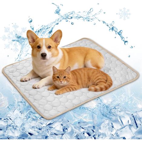 Tappetino rinfrescante 69x50 cm, Tappetino rinfrescante per cani Resistente ai graffi, atossico e pieghevole, Lavabile in lavatrice, Tappetino rinfrescante per cani per interni, esterni e auto (L/Grig (1/5)