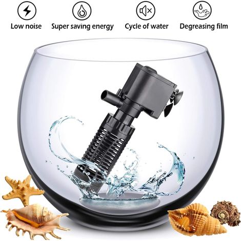 Pompe submersible pour aquarium avec filtre 2W 200L/h, pompe à eau filtrante pour bassin hydroponique, 15 x 7,5 cm, BPS-6078 (1/5)