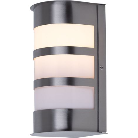 Wandstrahler Außenleuchte Haustür Fassadenleuchte Edelstahl Wandleuchte für Ihre Terrasse, silber weiß, 1x E27, HxB 23x13 cm