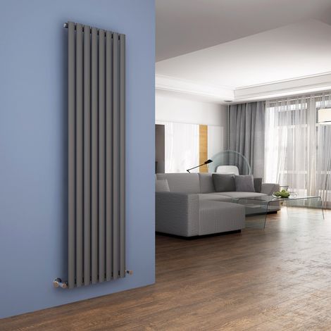 ELEGANT 1800 x 472mm Anthracite Designer Radiator Vertical Oval Column Panel Single Panel Rad