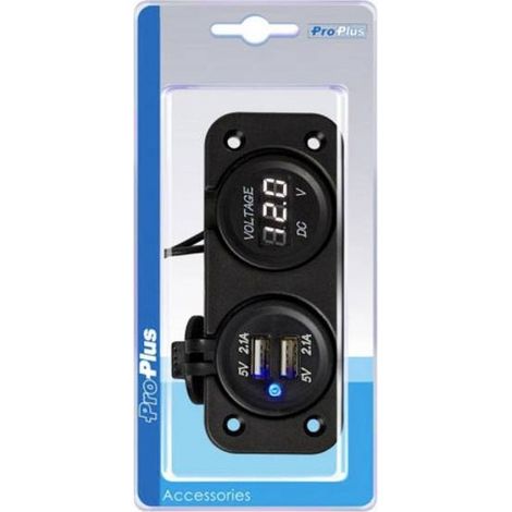 ProPlus Voltmetro 6-30V + presa doppia USB 12 - 24 V/DC