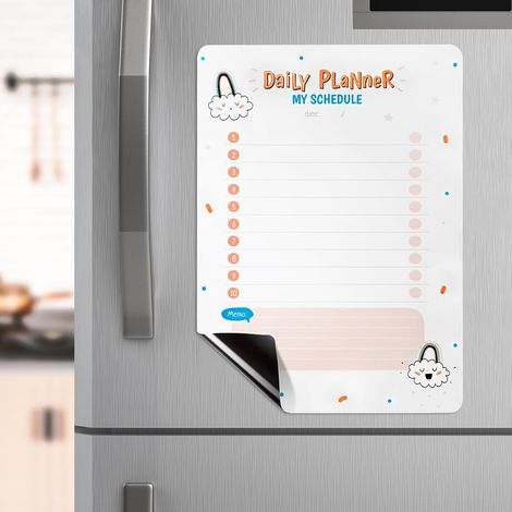 Tableau Blanc Magnétique pour Réfrigérateur Liste de Tâches Magnétique A4 pour Liste à Faire Familial Bureau Orange (1/5)