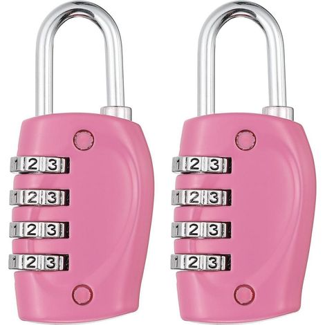 2er Set Zahlenschloss Vorhängeschloss 4-stellig wasserdicht Pink für Spind & Koffer