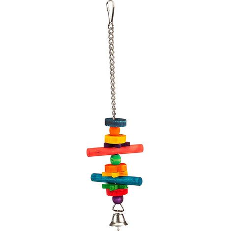 Ferplast Gioco PA 4094 Gioco pendente in legno colorato per pappagalli e cacatua . Variante PA 4094 - Misure: Ø 3.8 x 31 cm - Colori misti