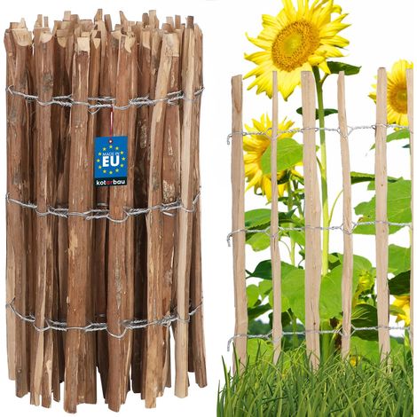KOTARBAU® Ganivelle, Clôture Bois 0,7 x 5m, Bordure Bois Jardin, Noisetier, Clôture Bois Exterieur, Ganivelle Chataignier, Espacement Piquets 3-4 cm, Bordure Jardin Exterieur Bois, Naturel (1/5)