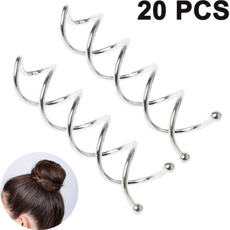 20 épingles à cheveux spirales, pinces torsadées rondes, pour coiffures DIY. (1/5)
