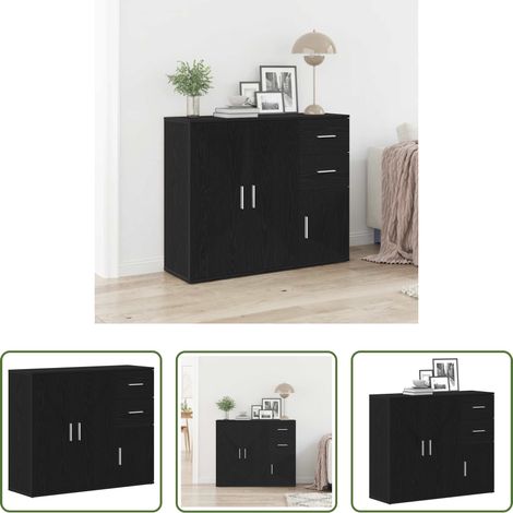 Holzschrank -  Sideboard Schwarze Eiche 91 x 29,5 x 75 cm Holzwerkstoff (1/5)