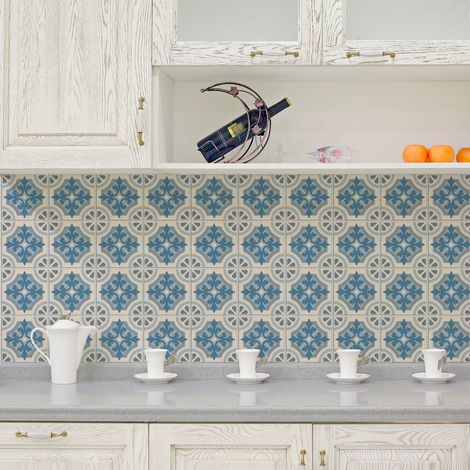 Stickers muraux - Sticker Mural Carrelage adhésif Cuisine Salle de Bain - 9 STICKERS CARRELAGES AZULEJOS VEILA - 9stickers10x10cm (1/5)