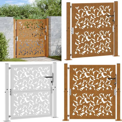 vidaXL Gartentor 105x105 cm Wetterfester Stahl Blatt-Design (1/5)