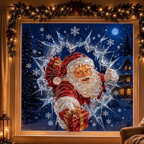 Personalized, portable, and practical Crystal Santa Claus Window Christmas window decoration, 5038cm - Christmas window decoration for seniors