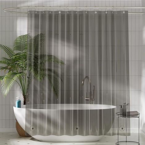 Rideau de douche noir transparent, anti-moisissure et imperméable, avec aimants pour baignoires et salles de bain 180x180 (1/5)