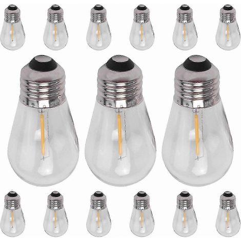 Ampoules LED S14 blanches 3V incassables de rechange pour guirlandes solaires extérieures (lot de 15) (1/5)