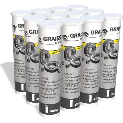 Méduze - 12 cartouches de graisse marine universelle 400g - Grade NLGI 2 - Insolubilité totale à l’eau - Extrême pression (1/5)