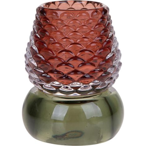 Portacandela con decorazione di Pigna, color marrone e verde da 10.2 cm -10.2 cm (1/5)