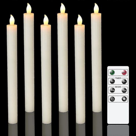 Lot 6 bougies LED avec télécommande - Cire réelle effet vacillant - Blanc chaud - Noël/mariage (1/4)