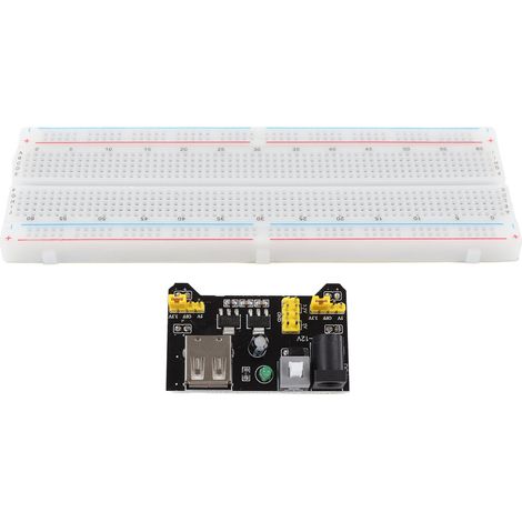 Breadboard 830 Points 3.3V/5V Alimentation Module avec Câbles de Liaison pour Projets DIY Électronique (1/5)