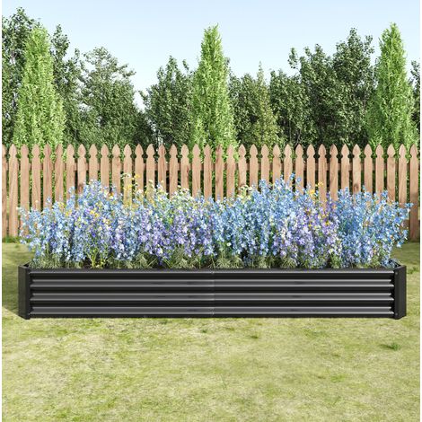 Hochbeet en acier galvanisé noir sans fond 232 x 113,5 x 30 cm – OKWISH (1/5)
