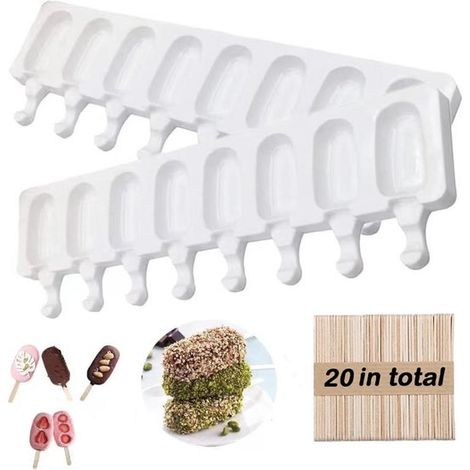 Set mit 2 Silikon-Eisformen für Eis am Stiel und Cake Pops mit 8 Mulden (1/5)