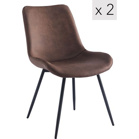 Nordlys - Lot de 2 Chaises de Salle a Manger Scandinaves Pieds Metal Noir