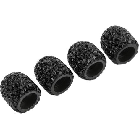 Capuchons de tige de valve 4 pièces 15 mm, décorations de pneu universelles pour voiture et moto, noirs (1/5)