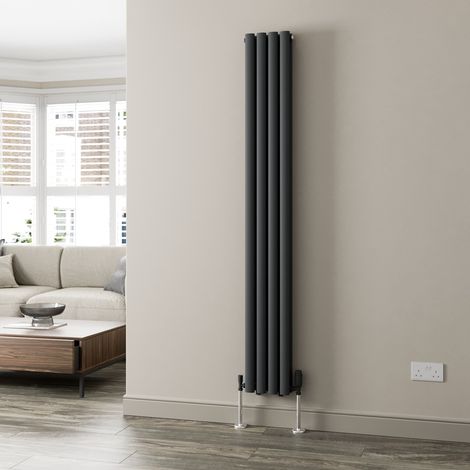 Anthracite Oval Column Designer Radiator Vertical Horizontal 1800 x 240mm Double Panel