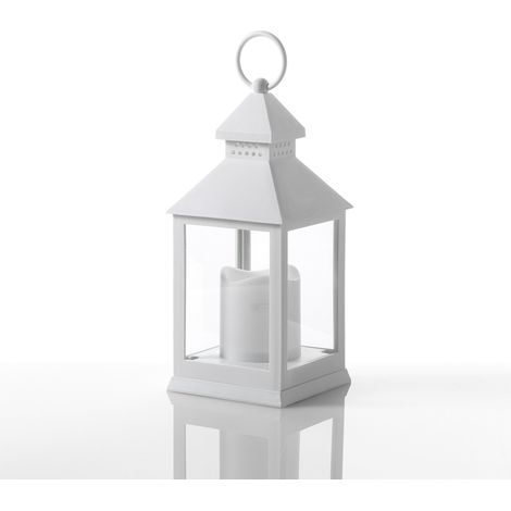 Lampada decorativa in plastica bianca cm. L.10,5 x P.10,5 x H.24