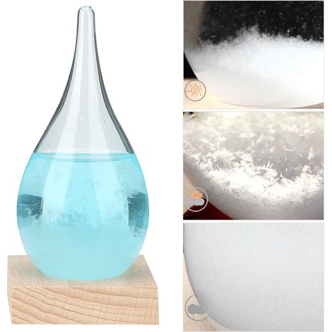 Bouteille météo miniature en forme de goutte d'eau, orage, objet en verre gravé personnalisé, décoration intérieure, cadeau de Noël, bleue. (1/5)