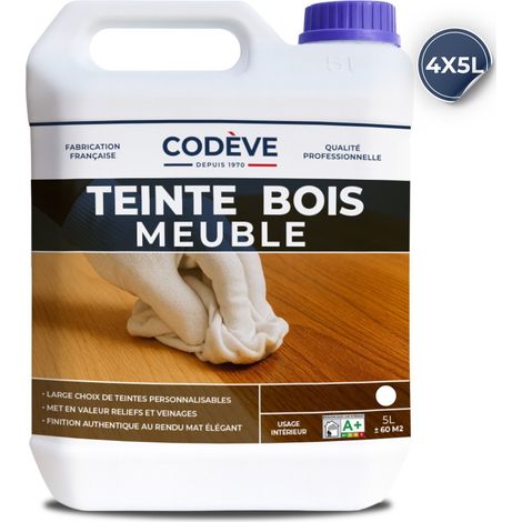 Teinte Meuble Bois - 4x5 L - Codeve Bois - Chêne clair - Pour La Teinture De Votre Meuble, Table, Commode Ou Armoire En Bois.