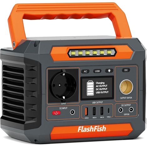 FlashFish P66A Tragbare Powerstation 144,3 Wh, 200 W Stromgenerator mit 230 V AC/DC/USB/Typ C/LED-Leuchten, Notstromakku für Camping, Reisen, Stromausfälle (1/5)
