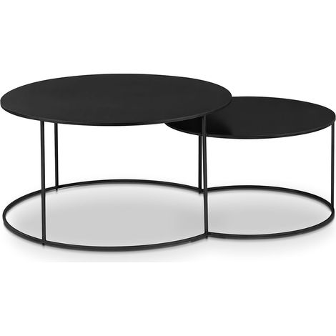 Table basse ronde 115x80x42 cm en métal noir - AXLE