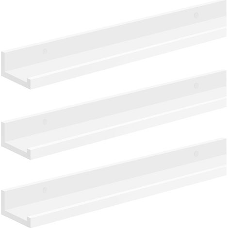 SONGMICS Étagère Murale Suspendue, Lot de 3, Décoration Salon, Longueur 80 cm, Tablette Flottante, pour Cadres Photo, Salon, Bureau, Salle de Bain, Cuisine, Blanc (1/5)