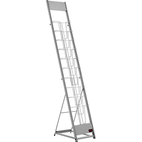 Porte-brochures en métal argenté avec 10 poches,présentoir portable pour magazines et catalogues,idéal pour boutiques et expositions (1/5)