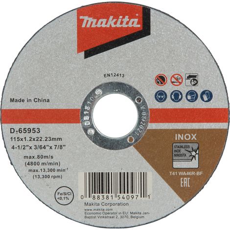 MAKITA D-65953-10 Edelstahl-Trennscheiben. 115x10x22 (10 Stück)
