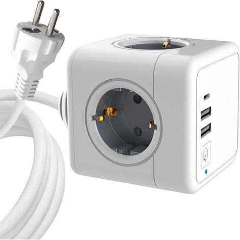 Microconnect MC-CUBE015USBC base múltiple 1,5 m 4 salidas AC Interior Blanco