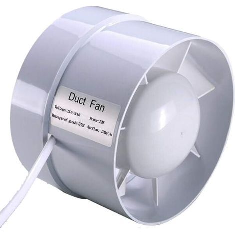 100 mm extracteur d'air silencieux 12W 130m³/h économe en énergie à flux mixte ventilateur de conduit pour bain, évents, serres, tentes (4 inch) (1/4)