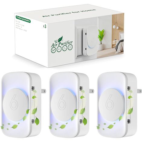 Luftfilter-Ionisator für Wohnungen, 3er-Pack geräuschlose Luftreiniger für Raucherzimmer, kleine Räume, Rauch, Haustiere, Formaldehyd und Gerüche