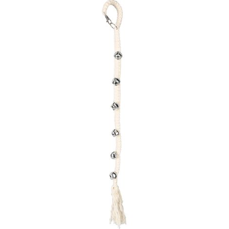 Clochette décorative argentée pour l'apprentissage de la propreté, tricotée à la main en coton, à suspendre à la porte en forme de croix pour chien. (1/5)