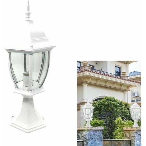 Lampione da Giardino IP45 in Alluminio con Lanterna in Vetro E27 Bianco