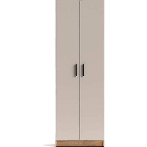 Pegane – Armoire multifonctionnelle 2 portes 4 étagères – Panneau mélaminé beige/chêne – Dimensions 60x180x34,4 cm – Rangement optimal pour toutes pièces