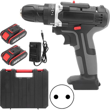 Tournevis électrique sans fil 2 vitesses perceuse à percussion 2000tr/min AC100-240V prise UE kit bricolage domestique (1/5)
