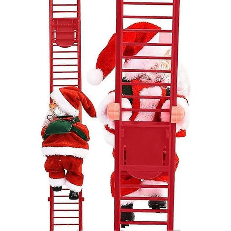 Elektrischer Weihnachtsmann mit Kletterleiter, Weihnachtsbaumschmuck, Weihnachtsdekoration, Neujahrsgeschenk mit Musik