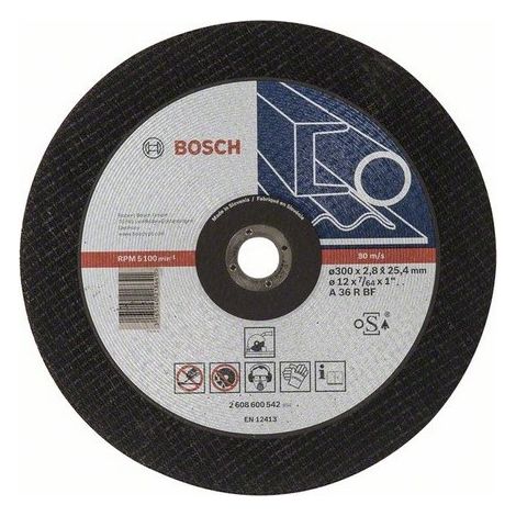 Bosch – Disque à tronçonner 300 mm – Acier – Diamètre d'alésage 25,40 mm – Épaisseur 2,8 mm – Pour meuleuse angulaire