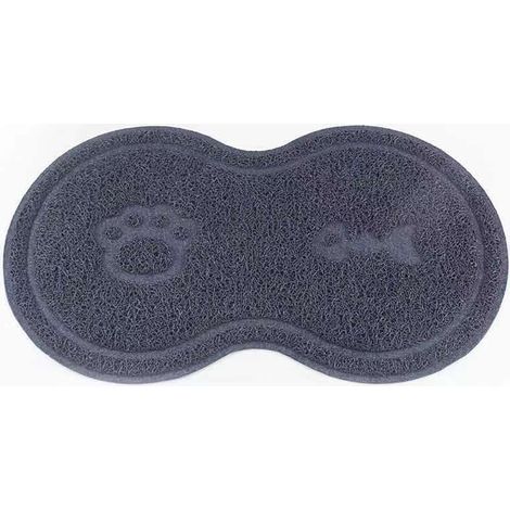 Tapis de litière pour chat en silicone imperméable et antidérapant pour animaux de compagnie, 45,4 x 25,5 cm, gris, 1 pièce (1/4)