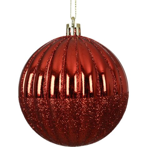pallina di natale su filo D 8 cm rosso natalizio Peraga Christmas